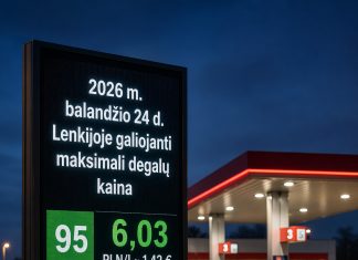Naujos didžiausios degalų kainos Lenkijoje nuo 2026 m. balandžio 24 d. Naujos didžiausios degalų kainos Lenkijoje nuo 2026 m. balandžio 24 d.