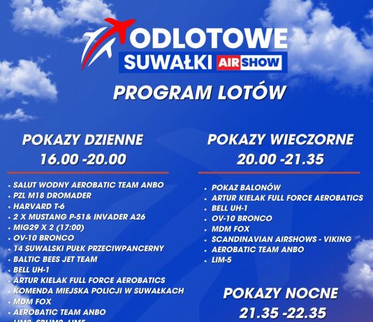 Įspūdingas „Suwałki AIR SHOW 2026“: informacija apie programą ir bilietus Įspūdingas „Suwałki AIR SHOW 2026“: informacija apie programą ir bilietus