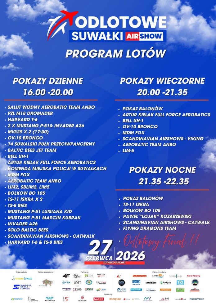 Įspūdingas „Suwałki AIR SHOW 2026“: informacija apie programą ir bilietus Įspūdingas „Suwałki AIR SHOW 2026“: informacija apie programą ir bilietus