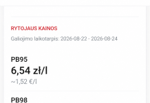 Kuro kainos Lenkijoje 2026 m. rugpjūčio 22–24 d. savaitgalį. Paskelbtos naujos maksimalios kainos Kuro kainos Lenkijoje 2026 m. rugpjūčio 22–24 d. savaitgalį. Paskelbtos naujos maksimalios kainos